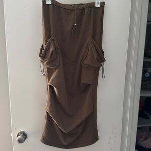 Ruched skirt-olive green